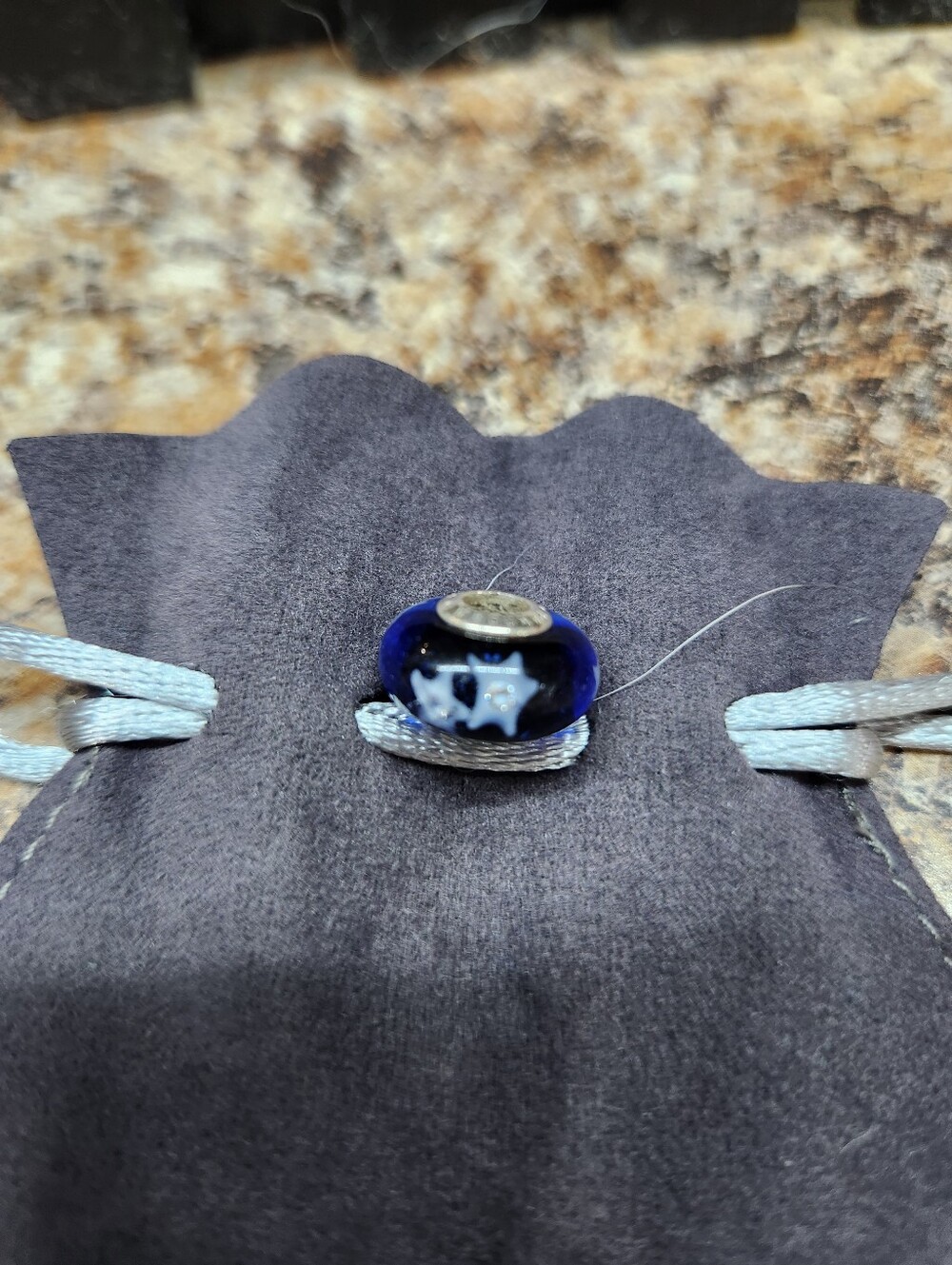 Pandora Blue Starry Night Sky Murano Glass Charm